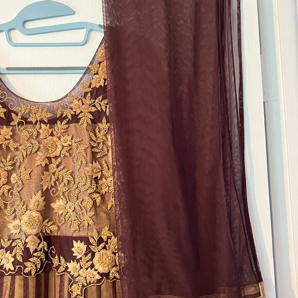 Indian Anarkali long dress black and beige gown Size XL - Picture 8 of 14